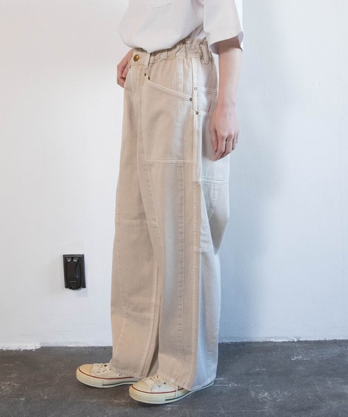 URCH RNA(アーチ アールエヌエー)の「R4465 ブロックパンツ(デニムパンツ・レディース・オフホワイト/インディゴブルー/ライトインディゴブルー・FREE)」の13枚目の写真