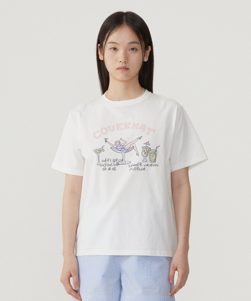 COVERNAT WOMAN(カバーナットウーマン)の「ウーマンセミオーバーフィットカクテルTシャツホワイト(Tシャツ/カットソー・レディース・その他・WS/WM)」の1枚目の写真