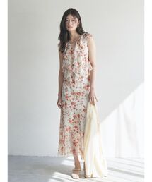 フローラルラッフルブラウス 【夏服】【セットアップ対応】