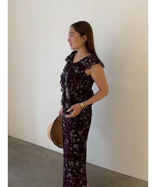 LAGUNAMOON（ラグナムーン）の「フローラルラッフルブラウス 【夏服】【セットアップ対応】（シャツ/ブラウス・レディース・ブラウン/オレンジ・FREE）」の13枚目の写真