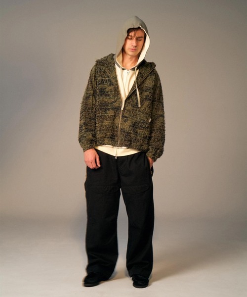 Diaspora Skateboards(ディアスポラスケートボーズ)の「DIASPORA SKATEBOARDS/ディアスポラスケートボード Full Zip Hooded Dry Waffle(パーカー・メンズ・ブルー/アイボリー・MEDIUM/LARGE)」の3枚目の写真