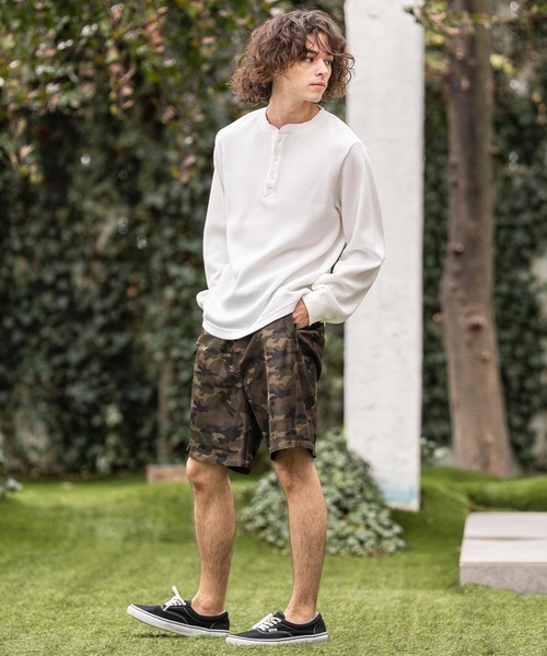CAMBIO（カンビオ）の「mlt5637- ヘンリーネックワッフルロンT(HLCM0261)（Tシャツ/カットソー・メンズ・ブラック/アイボリー/ホワイト/グレー・XL/L/M）」の7枚目の写真