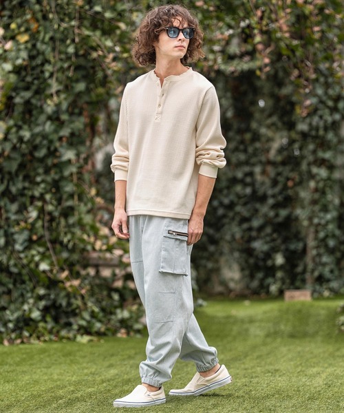 CAMBIO（カンビオ）の「mlt5637- ヘンリーネックワッフルロンT(HLCM0261)（Tシャツ/カットソー・メンズ・ブラック/アイボリー/ホワイト/グレー・XL/L/M）」の13枚目の写真