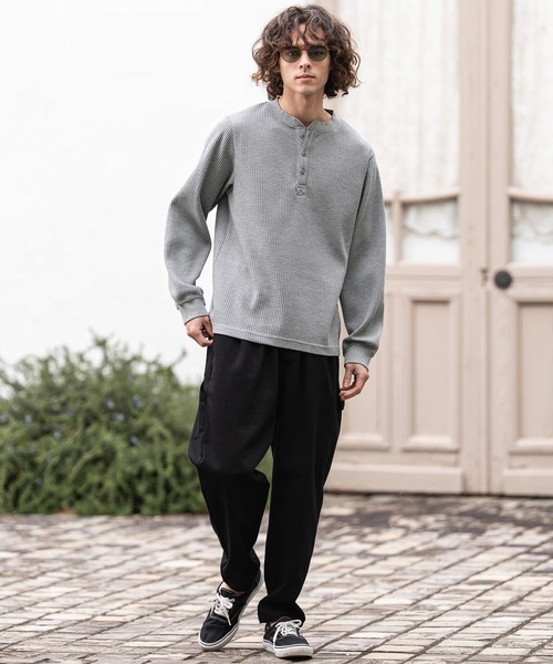 CAMBIO（カンビオ）の「mlt5637- ヘンリーネックワッフルロンT(HLCM0261)（Tシャツ/カットソー・メンズ・ブラック/アイボリー/ホワイト/グレー・XL/L/M）」の17枚目の写真