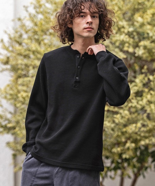CAMBIO（カンビオ）の「mlt5637- ヘンリーネックワッフルロンT(HLCM0261)（Tシャツ/カットソー・メンズ・ブラック/アイボリー/ホワイト/グレー・XL/L/M）」の20枚目の写真