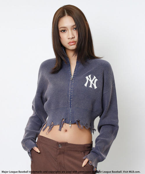 BACK TO THE FIELD（バック トゥー ザ フィールド）の「【MLB】ハーフZIPショートニット（ニット/セーター・レディース・ベージュ/ネイビー/グレー・FREE）」の3枚目の写真