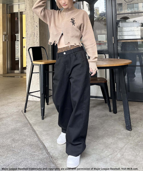 BACK TO THE FIELD（バック トゥー ザ フィールド）の「【MLB】ハーフZIPショートニット（ニット/セーター・レディース・ベージュ/ネイビー/グレー・FREE）」の7枚目の写真