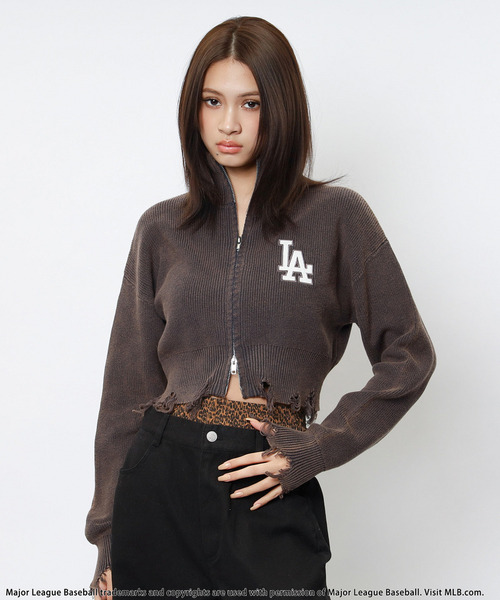 BACK TO THE FIELD（バック トゥー ザ フィールド）の「【MLB】ハーフZIPショートニット（ニット/セーター・レディース・ベージュ/ネイビー/グレー・FREE）」の11枚目の写真