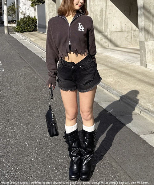 BACK TO THE FIELD（バック トゥー ザ フィールド）の「【MLB】ハーフZIPショートニット（ニット/セーター・レディース・ベージュ/ネイビー/グレー・FREE）」の15枚目の写真