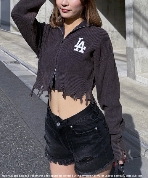 BACK TO THE FIELD（バック トゥー ザ フィールド）の「【MLB】ハーフZIPショートニット（ニット/セーター・レディース・ベージュ/ネイビー/グレー・FREE）」の16枚目の写真