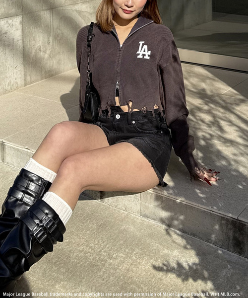 BACK TO THE FIELD（バック トゥー ザ フィールド）の「【MLB】ハーフZIPショートニット（ニット/セーター・レディース・ベージュ/ネイビー/グレー・FREE）」の17枚目の写真