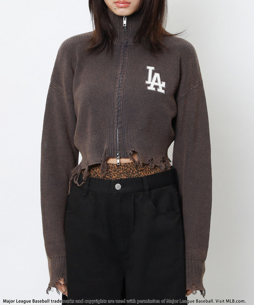 BACK TO THE FIELD（バック トゥー ザ フィールド）の「【MLB】ハーフZIPショートニット（ニット/セーター・レディース・ベージュ/ネイビー/グレー・FREE）」の18枚目の写真