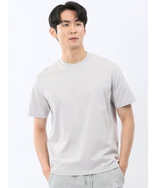 m.f.editorial(エムエフエディトリアル)の「Tシャツ メンズ 半袖 ストレッチ 接触冷感 抗菌防臭 UV 綿 コットン 無地 シルケット スムス スロープネック ドレスT(Tシャツ/カットソー・メンズ・ブラック/ネイビー/ホワイト/ライトグレー・MEDIUM/LARGE/X-LARGE)」の4枚目の写真