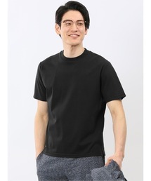 Tシャツ メンズ 半袖 ストレッチ 接触冷感 抗菌防臭 UV 綿 コットン 無地 シルケット スムス スロープネック ドレスT