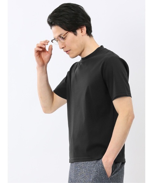 m.f.editorial(エムエフエディトリアル)の「Tシャツ メンズ 半袖 ストレッチ 接触冷感 抗菌防臭 UV 綿 コットン 無地 シルケット スムス スロープネック ドレスT(Tシャツ/カットソー・メンズ・ブラック/ネイビー/ホワイト/ライトグレー・MEDIUM/LARGE/X-LARGE)」の12枚目の写真