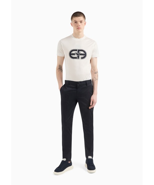 EMPORIO ARMANI(エンポリオアルマーニ)の「【エンポリオ アルマーニ】Tシャツ テンセル混紡ジャージー オーバーサイズEAパッチ(Tシャツ/カットソー・メンズ・ホワイト系その他・MEDIUM/SMALL)」の4枚目の写真