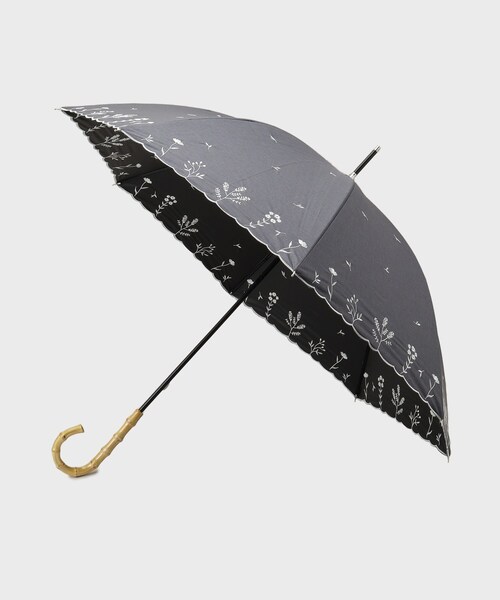 index(インデックス)の「【晴雨兼用】バンブーハンドルフラワー刺繍長傘(長傘・レディース・ブラック系/ベージュ系・00)」の1枚目の写真