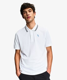 AIGLE（エーグル）の「吸水速乾 ワンポイントロゴ刺繍 襟ダブルストライプ ピケポロシャツ（ポロシャツ）」