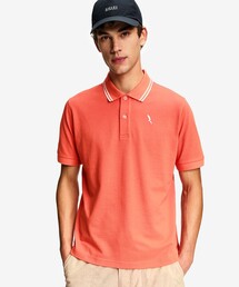 AIGLE（エーグル）の「吸水速乾 ワンポイントロゴ刺繍 襟ダブルストライプ ピケポロシャツ（ポロシャツ）」