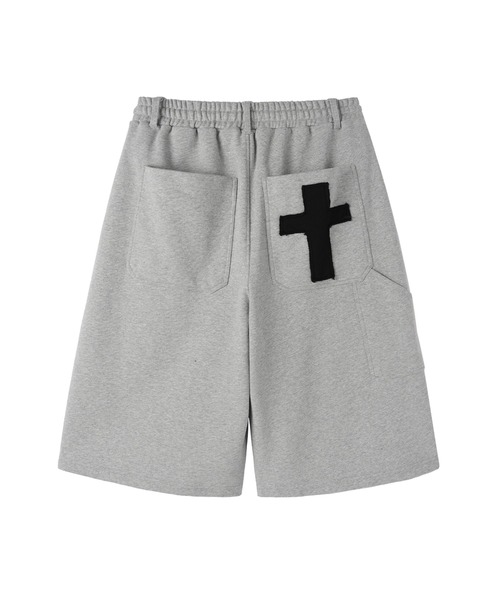 OY(オーワイ)の「『OY/オーワイ』CROSS PATCH SWEAT SHORTS/クロスパッチショートパンツ(スウェットパンツ・メンズ・ブラック/グレー・M/L)」の12枚目の写真