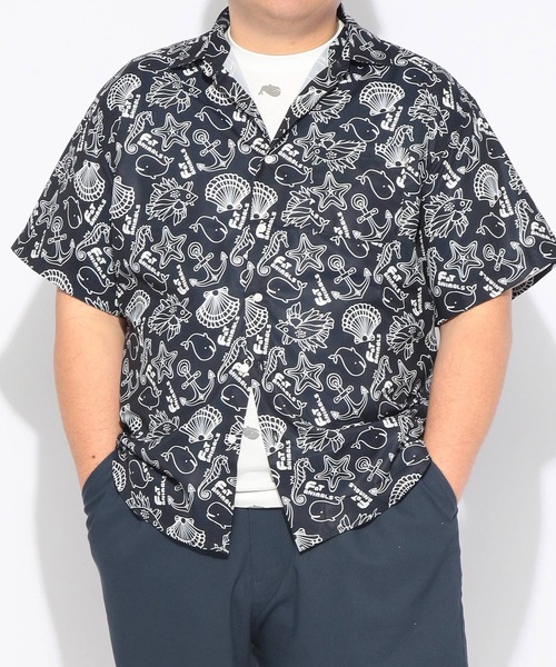 B&T CLUB(ビーティークラブ)の「シャツ 半袖 メンズ 大きいサイズ FAT ANIMALS マリン&クジラ レギュラー B&T CLUB (ビーアンドティークラブ)(シャツ/ブラウス・メンズ・ダークグリーン/ネイビー・X1(3L~4L)/X3(6L~7L)/X2(4L~5L))」の2枚目の写真