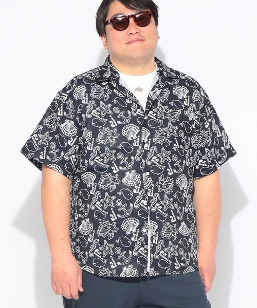 B&T CLUB(ビーティークラブ)の「シャツ 半袖 メンズ 大きいサイズ FAT ANIMALS マリン&クジラ レギュラー B&T CLUB (ビーアンドティークラブ)(シャツ/ブラウス・メンズ・ダークグリーン/ネイビー・X1(3L~4L)/X3(6L~7L)/X2(4L~5L))」の4枚目の写真