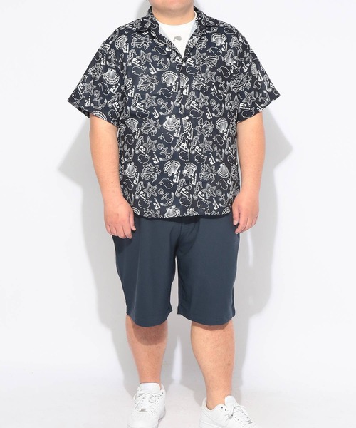 B&T CLUB(ビーティークラブ)の「シャツ 半袖 メンズ 大きいサイズ FAT ANIMALS マリン&クジラ レギュラー B&T CLUB (ビーアンドティークラブ)(シャツ/ブラウス・メンズ・ダークグリーン/ネイビー・X1(3L~4L)/X3(6L~7L)/X2(4L~5L))」の5枚目の写真