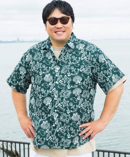 B&T CLUB(ビーティークラブ)の「シャツ 半袖 メンズ 大きいサイズ FAT ANIMALS マリン&クジラ レギュラー B&T CLUB (ビーアンドティークラブ)(シャツ/ブラウス・メンズ・ダークグリーン/ネイビー・X1(3L~4L)/X3(6L~7L)/X2(4L~5L))」の22枚目の写真