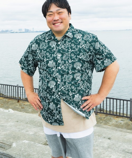 B&T CLUB(ビーティークラブ)の「シャツ 半袖 メンズ 大きいサイズ FAT ANIMALS マリン&クジラ レギュラー B&T CLUB (ビーアンドティークラブ)(シャツ/ブラウス・メンズ・ダークグリーン/ネイビー・X1(3L~4L)/X3(6L~7L)/X2(4L~5L))」の19枚目の写真