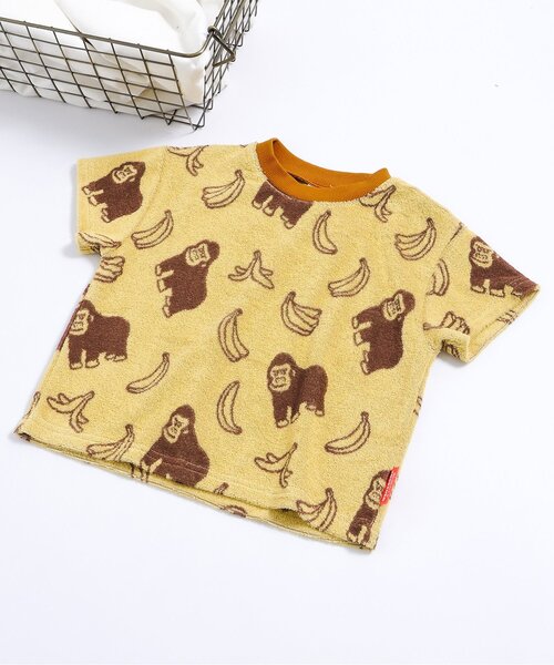 BREEZE(ブリーズ)の「【再入荷/リンク】総柄パイル半袖Tシャツ_セットアップ可(Tシャツ/カットソー・キッズ・グリーン/ピンク/イエロー/アイボリー・80/90/100/110/120/130)」の3枚目の写真