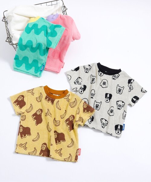 BREEZE(ブリーズ)の「【再入荷/リンク】総柄パイル半袖Tシャツ_セットアップ可(Tシャツ/カットソー・キッズ・グリーン/ピンク/イエロー/アイボリー・80/90/100/110/120/130)」の5枚目の写真