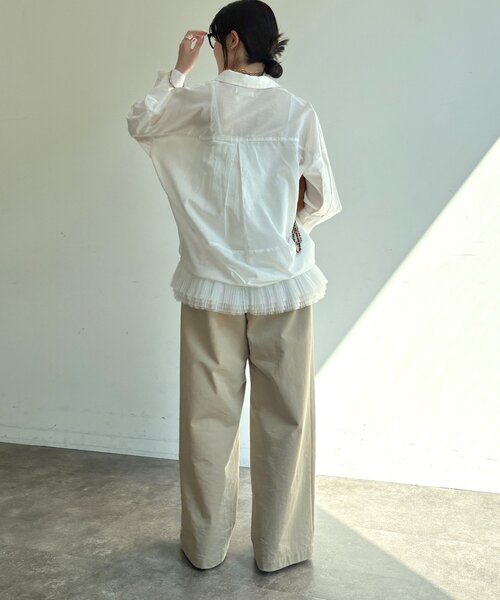 DouDou(ドゥドゥ)の「シアーリネンスキッパーシャツ(シャツ/ブラウス・レディース・ベージュ/ブルー/オフホワイト/ピンク・FREE)」の9枚目の写真