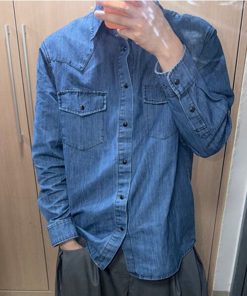 UNDEROFF(アンダーオフ)の「スタンダードウエスタンデニムシャツブルー(シャツ/ブラウス・メンズ・ブルー・MEDIUM/LARGE/X-LARGE)」の3枚目の写真