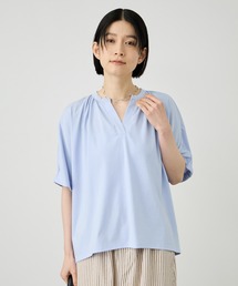 【Idnes / イドネス】シルケット バックギャザー スキッパーカットソー