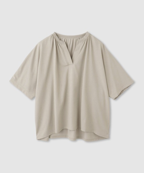 Mac-House（マックハウス）の「【Idnes / イドネス】シルケット バックギャザー スキッパーカットソー（Tシャツ/カットソー・レディース・ベージュ/ブルー/ブラック・FREE）」の11枚目の写真