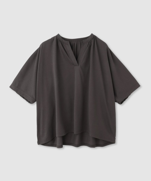 Mac-House（マックハウス）の「【Idnes / イドネス】シルケット バックギャザー スキッパーカットソー（Tシャツ/カットソー・レディース・ベージュ/ブルー/ブラック・FREE）」の12枚目の写真