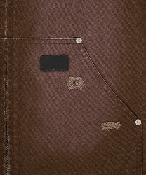 Perushu(ペルーシュ)の「DAMAGE FADED DUCK DOUBLE ZIP VEST/ダメージフェードダックダブルジップベスト(ベスト・メンズ・ブラック/ブラウン・LARGE/MEDIUM)」の14枚目の写真