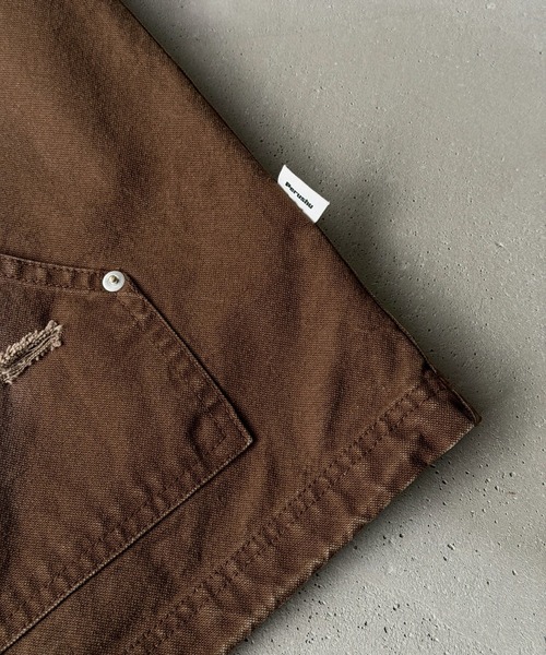 Perushu(ペルーシュ)の「DAMAGE FADED DUCK DOUBLE ZIP VEST/ダメージフェードダックダブルジップベスト(ベスト・メンズ・ブラック/ブラウン・LARGE/MEDIUM)」の9枚目の写真