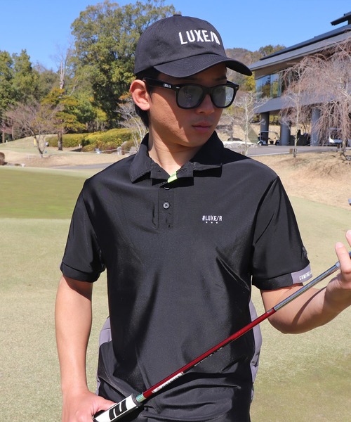 LUXE/R GOLF（ラグジュ ゴルフ）の「(RM)【LUXE/R GOLF】ストレッチ スムース ロゴ ポロシャツ（ポロシャツ・メンズ・ネイビー/チャコールグレー/ブラック/ホワイト・X-LARGE/LARGE/MEDIUM）」の3枚目の写真