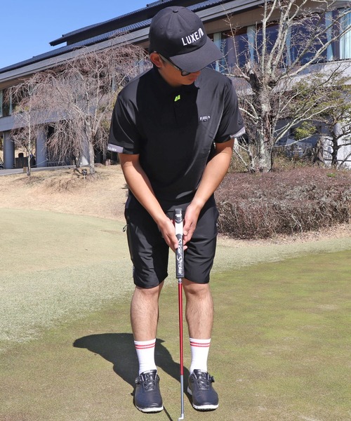 LUXE/R GOLF（ラグジュ ゴルフ）の「(RM)【LUXE/R GOLF】ストレッチ スムース ロゴ ポロシャツ（ポロシャツ・メンズ・ネイビー/チャコールグレー/ブラック/ホワイト・X-LARGE/LARGE/MEDIUM）」の22枚目の写真