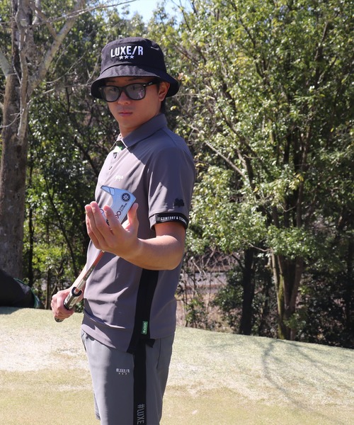 LUXE/R GOLF（ラグジュ ゴルフ）の「(RM)【LUXE/R GOLF】ストレッチ スムース ロゴ ポロシャツ（ポロシャツ・メンズ・ネイビー/チャコールグレー/ブラック/ホワイト・X-LARGE/LARGE/MEDIUM）」の17枚目の写真