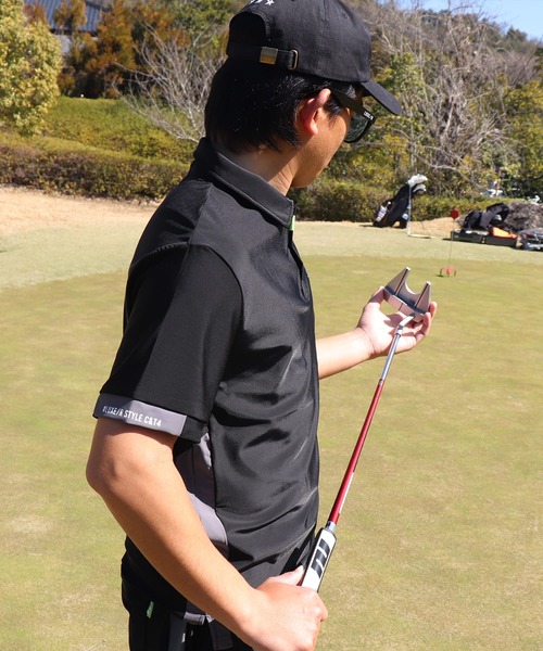 LUXE/R GOLF（ラグジュ ゴルフ）の「(RM)【LUXE/R GOLF】ストレッチ スムース ロゴ ポロシャツ（ポロシャツ・メンズ・ネイビー/チャコールグレー/ブラック/ホワイト・X-LARGE/LARGE/MEDIUM）」の16枚目の写真