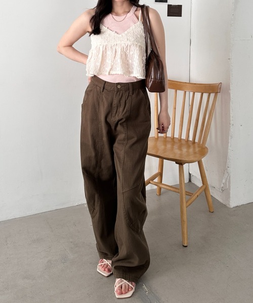 CLEA(クレア)の「ふんわりギャザーシアーキャミトップス(キャミソール・レディース・ライトブルー/ブラック/アイボリー・FREE)」の10枚目の写真