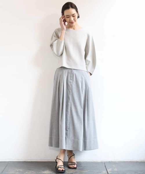 MICHEL KLEIN(ミッシェル・クラン)の「デニムライクシャンブレー Aラインスカート(スカート・レディース・ネイビー/グレー・38)」の15枚目の写真