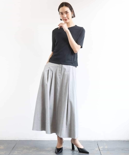 MICHEL KLEIN(ミッシェル・クラン)の「デニムライクシャンブレー Aラインスカート(スカート・レディース・ネイビー/グレー・38)」の18枚目の写真