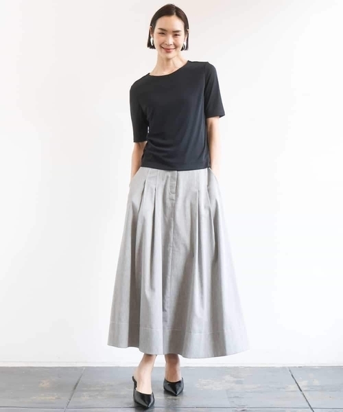 MICHEL KLEIN(ミッシェル・クラン)の「デニムライクシャンブレー Aラインスカート(スカート・レディース・ネイビー/グレー・38)」の20枚目の写真