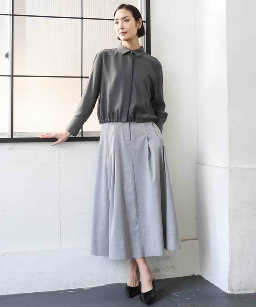 MICHEL KLEIN(ミッシェル・クラン)の「デニムライクシャンブレー Aラインスカート(スカート・レディース・ネイビー/グレー・38)」の21枚目の写真