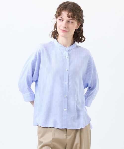 MACKINTOSH PHILOSOPHY(マッキントッシュ フィロソフィー)の「リネンミックスバンドカラーブラウス(シャツ/ブラウス・レディース・ブルー系その他2/ブラウン系その他4/ピンク系その他2・36/38)」の2枚目の写真