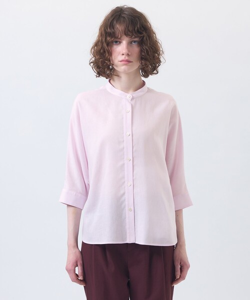 MACKINTOSH PHILOSOPHY(マッキントッシュ フィロソフィー)の「リネンミックスバンドカラーブラウス(シャツ/ブラウス・レディース・ブルー系その他2/ブラウン系その他4/ピンク系その他2・36/38)」の4枚目の写真