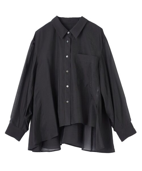 LANVIN en Bleu(ランバンオンブルー)の「セミシアーフレアシャツ(シャツ/ブラウス・レディース・チャコールグレー/オフホワイト/ブラック/ベージュ・38)」の2枚目の写真